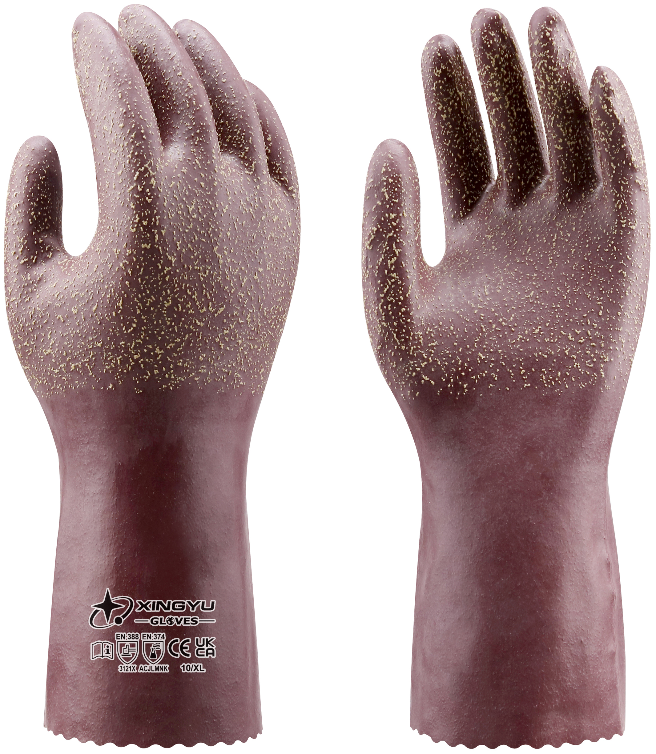  Cotton Interlock Latex Granular Gloves,EN388 3121X